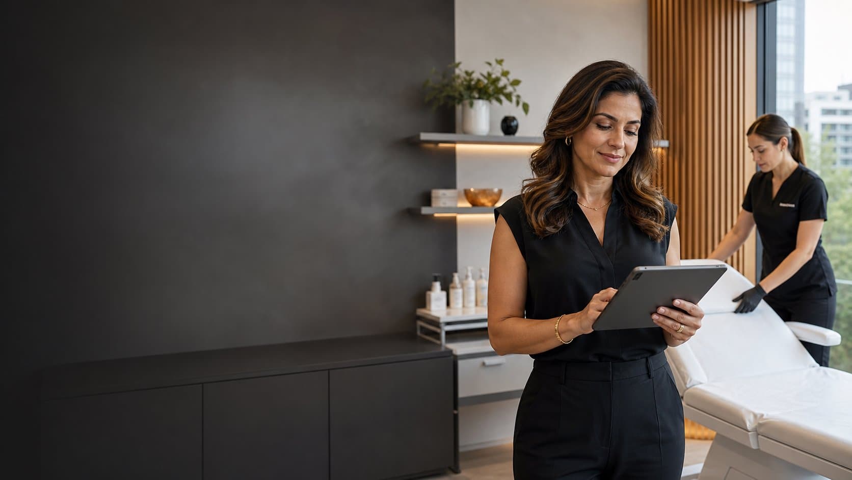 Gestão digital de uma clínica de estética com equipe e pacientes